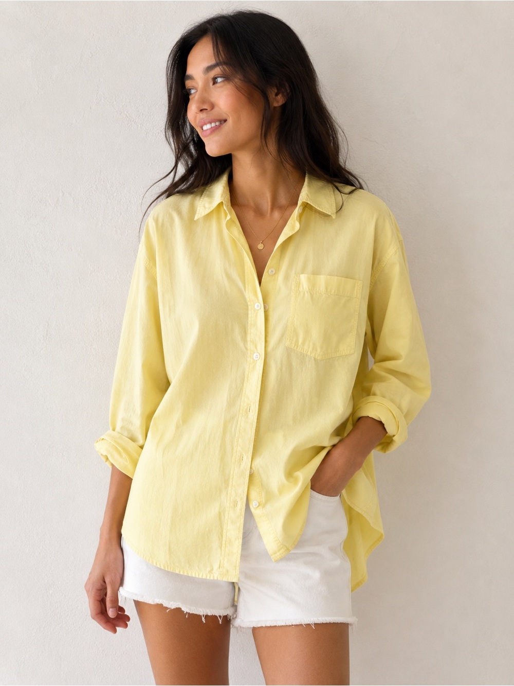J. Crew 100% cotton Soft Yellow Button-Front Relaxed Shirt XS